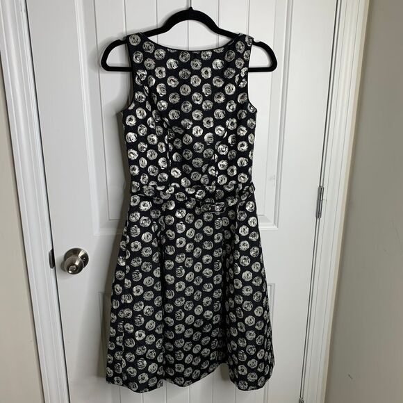 Theia Black White Polka Dot Fit & Flare Cocktail Party Dress Size 4 - Picture 1 of 7